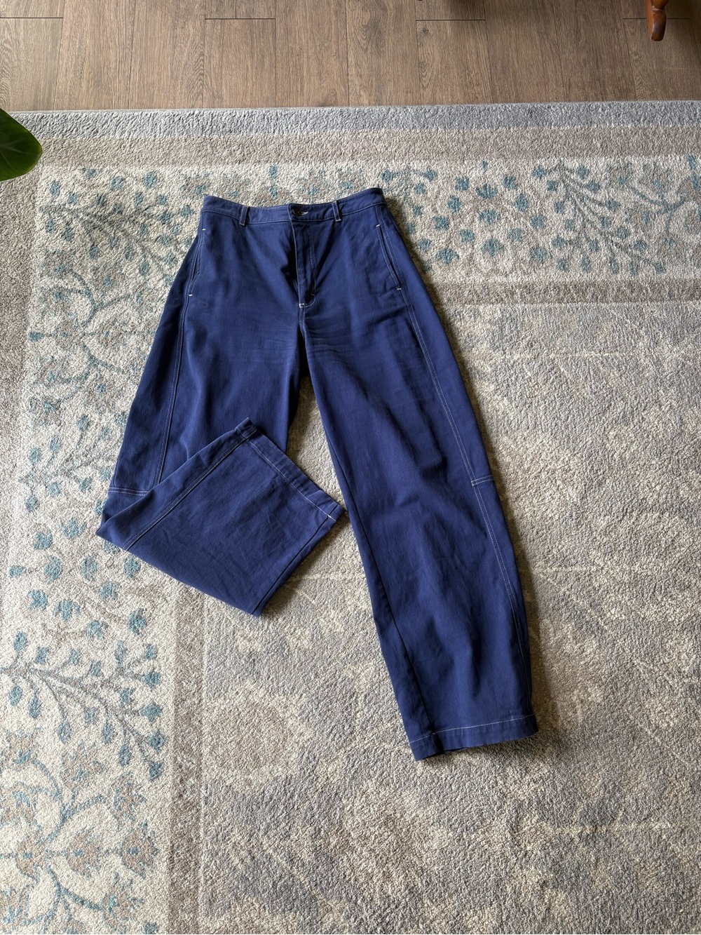 Maeve Navy Blue Straight-Leg Chinos
